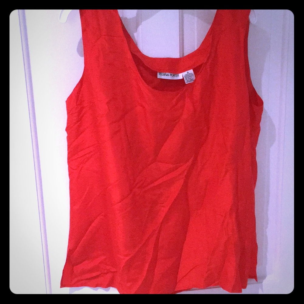 Vintage red silk tank blouse